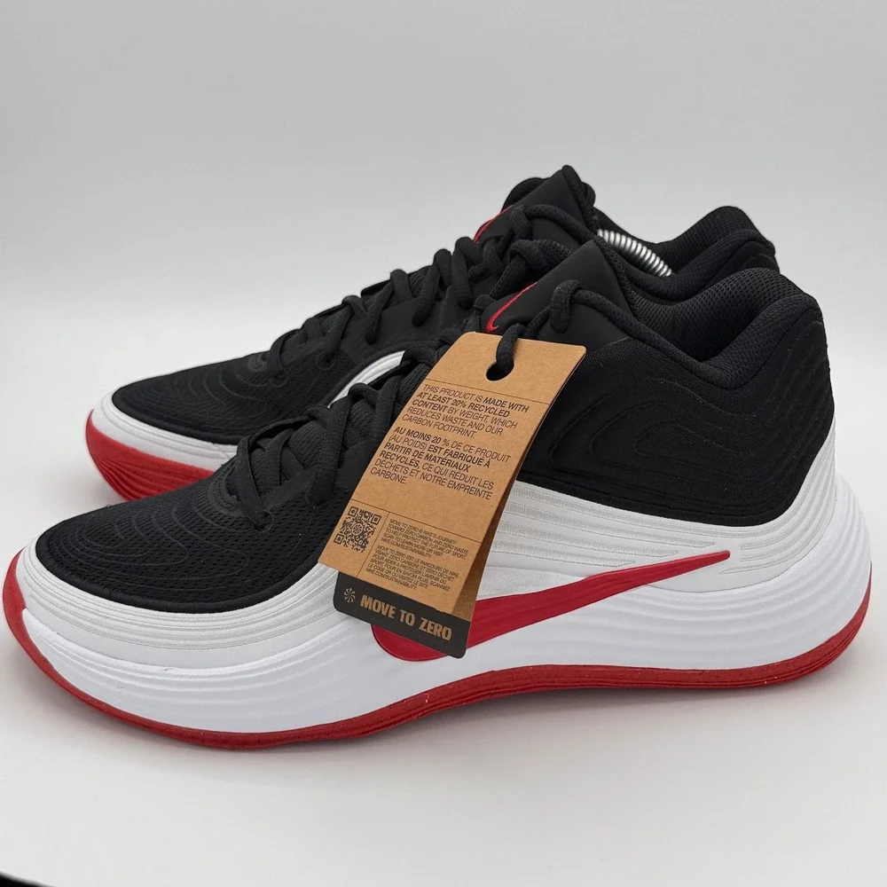 Nike Men Precision 8 Mid Black 10 NEW Red White Basketball Shoe IH1105-003